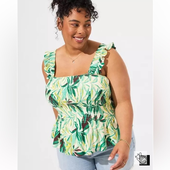 NWT TORRID Peplum Washable Crinkle Gauze Smocked Tank Top 3X Crinkle Ruffle. - Picture 1 of 7